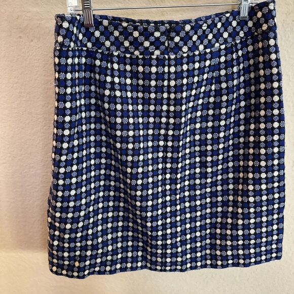 Talbots Size 12 Tweed Wool Pencil Skirt Lined Blue Black White Academia Preppy - Picture 3 of 6